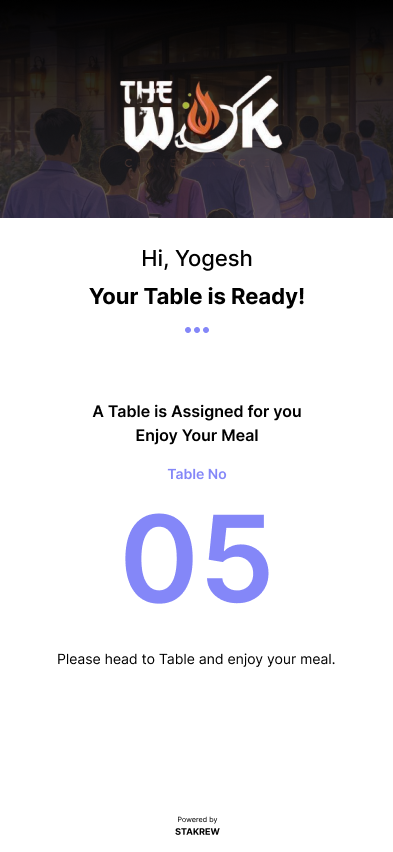 Table Assigned